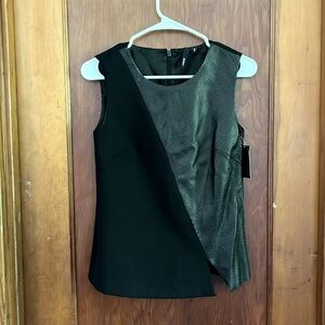 Edun Desinger Leather and Wool Black Asymmetrical tank top